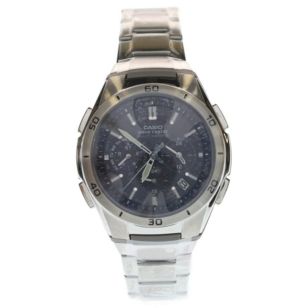 CASIO(カシオ) WAVE CEPTOR ウェーブセプター 黒文字盤 ソーラーウォッチ 腕時計 シルバー WVQ-M410DE-1A2JF