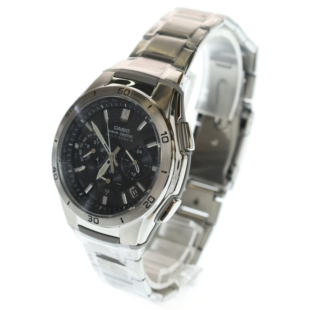 CASIO(カシオ) WAVE CEPTOR ウェーブセプター 黒文字盤 ソーラーウォッチ 腕時計 シルバー WVQ-M410DE-1A2JF