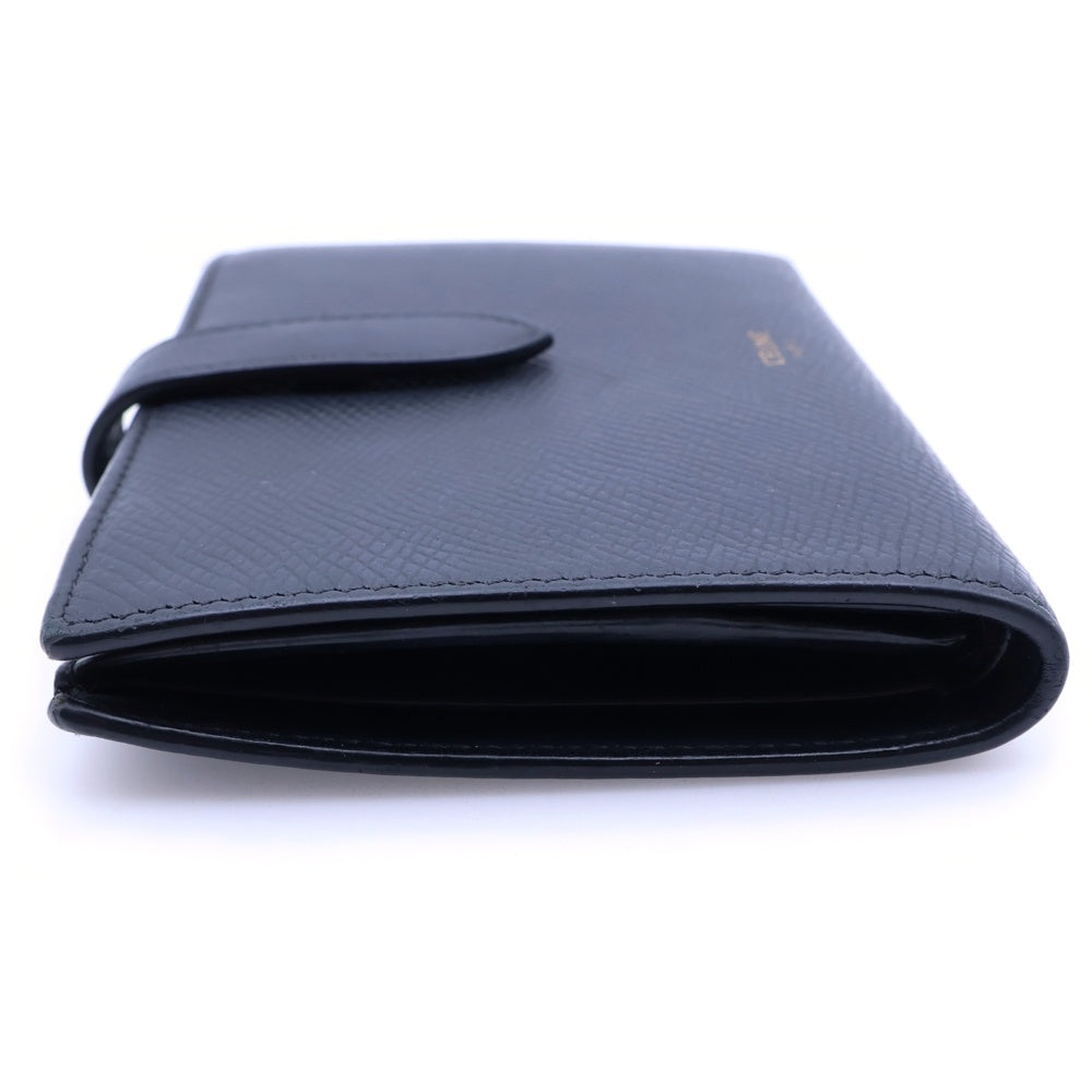 CELINE(セリーヌ) 二つ折り財布 コンパクトウォレット ブラック レザー ゴールド金具 レディース