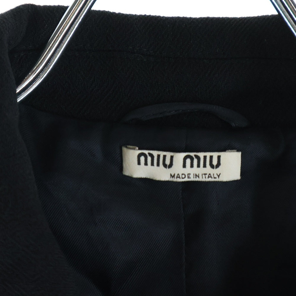 miumiu(ミュウミュウ) ウール ステンカラーコート ブラック レディース