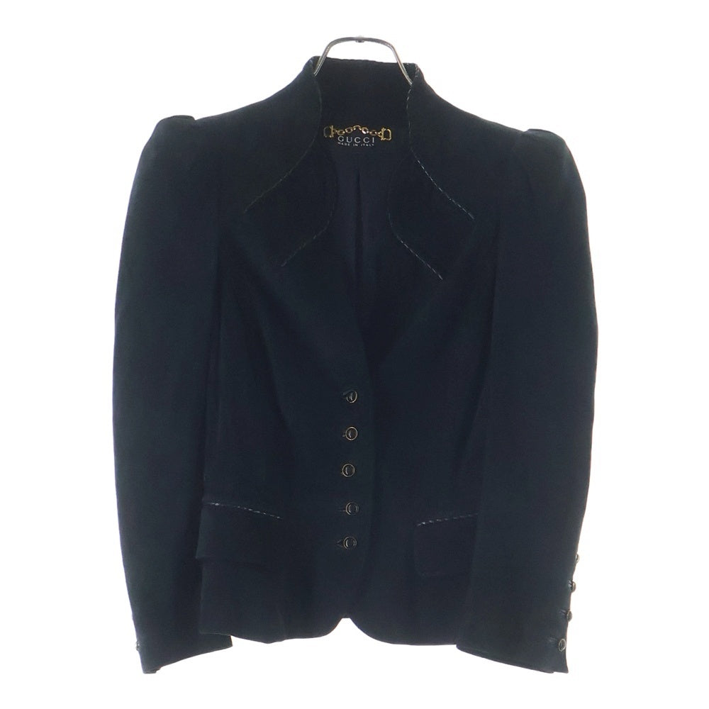 GUCCI(グッチ) スエードレザー 5B ギャザーショルダー ジャケット ブラック レディース