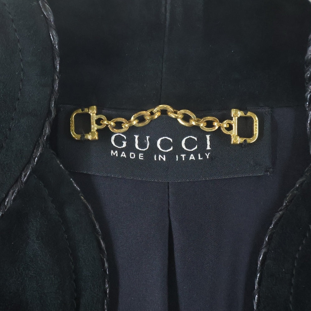 GUCCI(グッチ) スエードレザー 5B ギャザーショルダー ジャケット ブラック レディース
