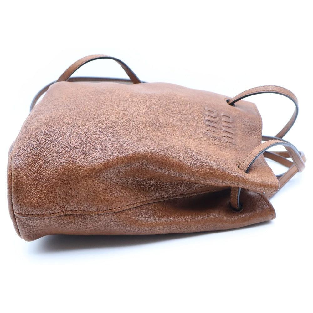 miumiu(ミュウミュウ) ナッパレザー ミニバッグ ショルダーバッグ ブラウン レザー 5NF460 レディース