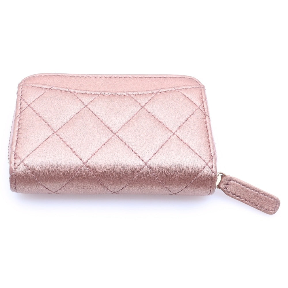 CHANEL(シャネル) ココマーク キルティング コインケース ミニ財布 ウォレット メタリックピンク レザー ゴールド金具 レディース