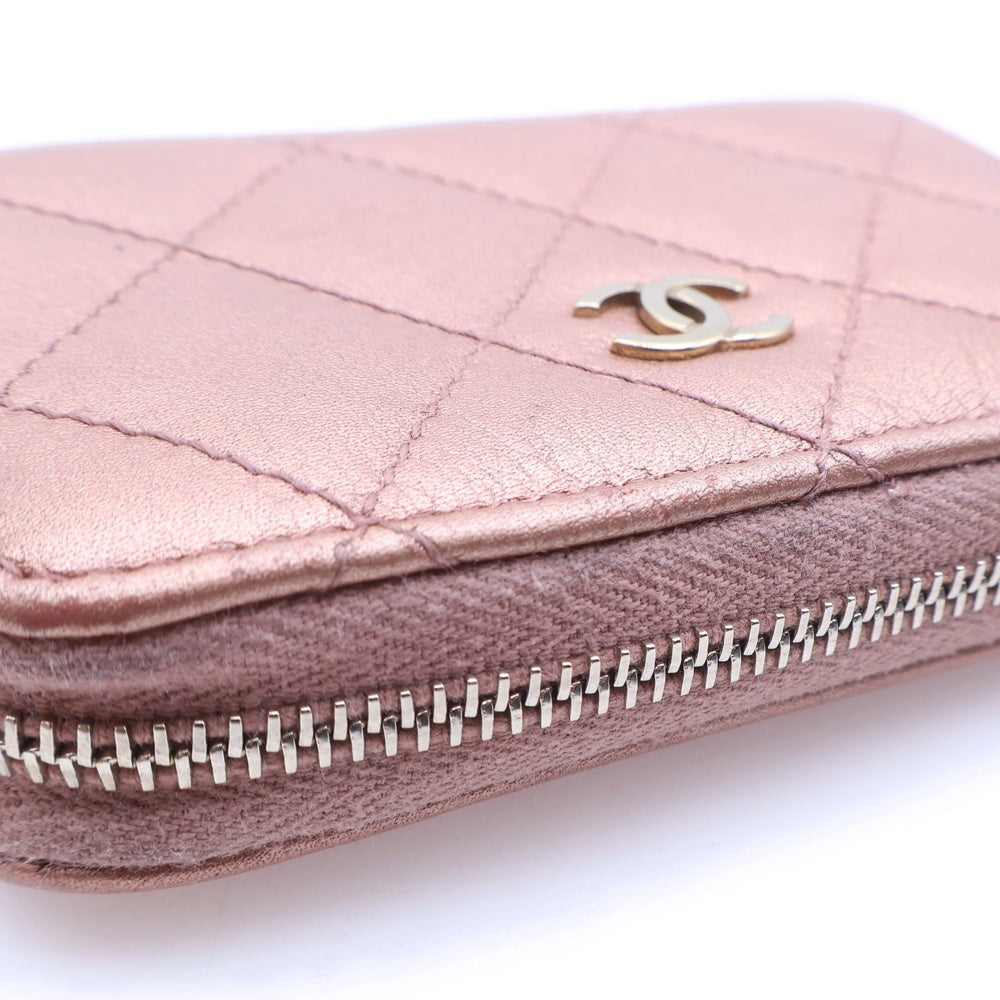 CHANEL(シャネル) ココマーク キルティング コインケース ミニ財布 ウォレット メタリックピンク レザー ゴールド金具 レディース