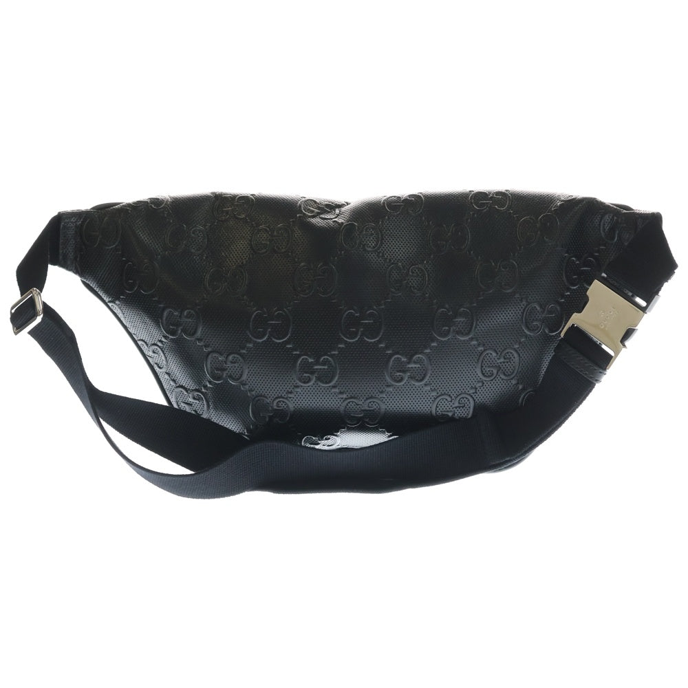 GUCCI(グッチ) GGエンボス ベルトバッグ ボディバッグ ウエストバッグ ブラック レザー 645093 シルバー金具