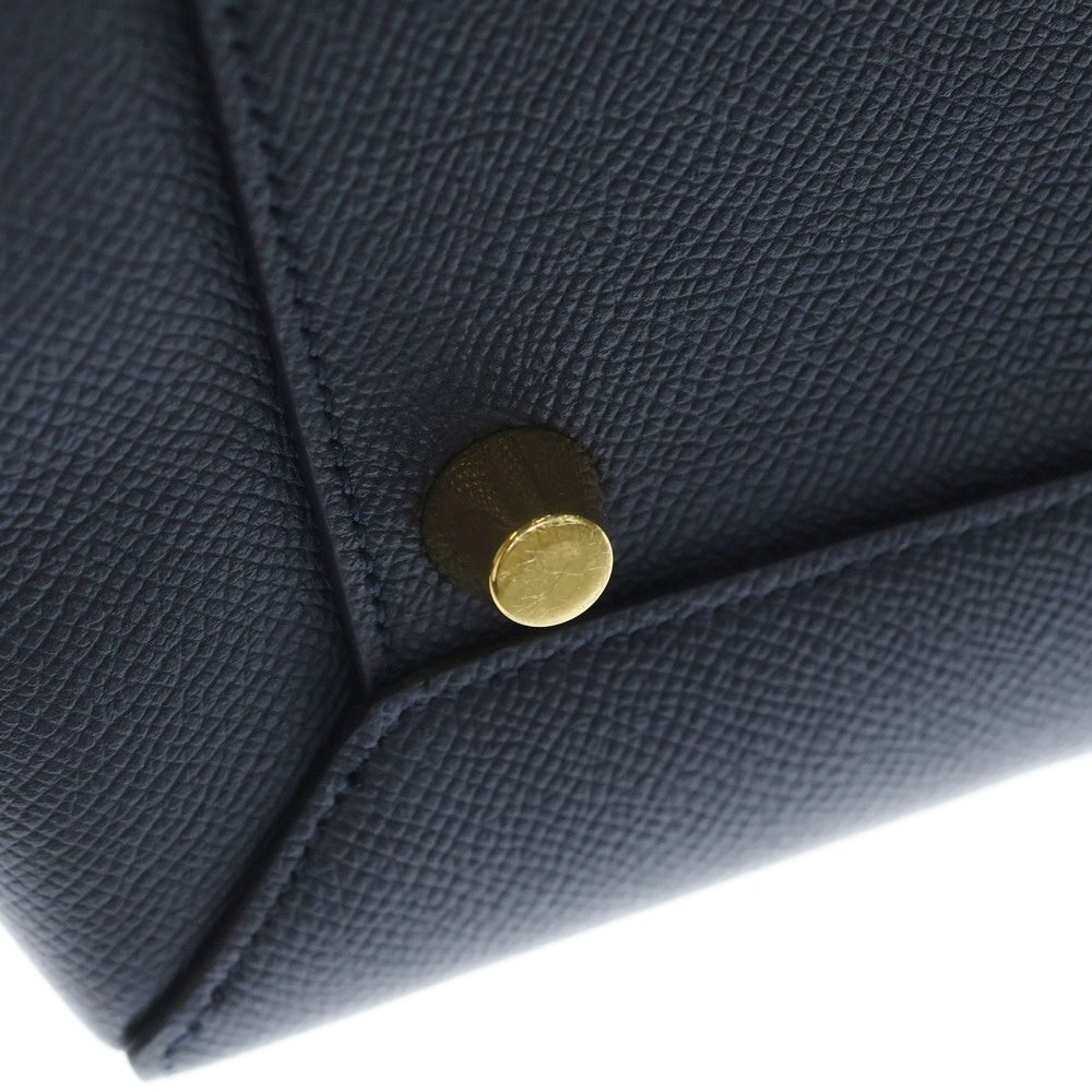 CELINE(セリーヌ) ベルトバッグミニ 2WAYバッグ ハンドバッグ ショルダーバッグ ネイビー レザー ゴールド金具