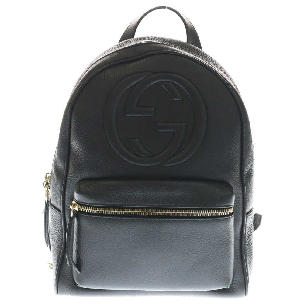 GUCCI(グッチ) ソーホー チェーンショルダー リュックサック バックパック ブラック レザー 536192 ゴールド金具 レディース