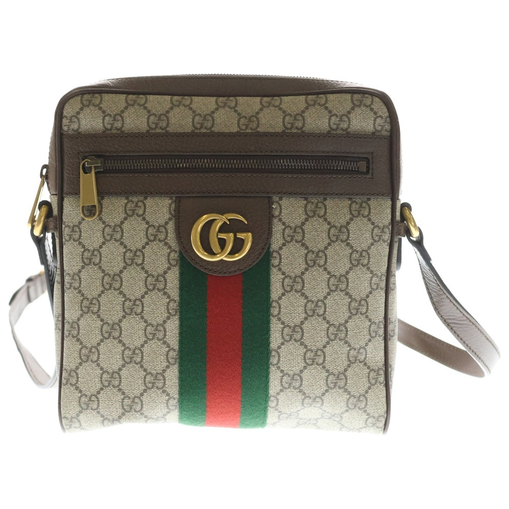 GUCCI(グッチ) GGスプリーム オフィディア スモールメッセンジャー ショルダーバッグ ブラウン レザー×PVC 547926 ゴールド金具