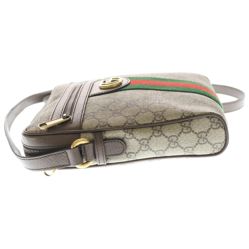 GUCCI(グッチ) GGスプリーム オフィディア スモールメッセンジャー ショルダーバッグ ブラウン レザー×PVC 547926 ゴールド金具