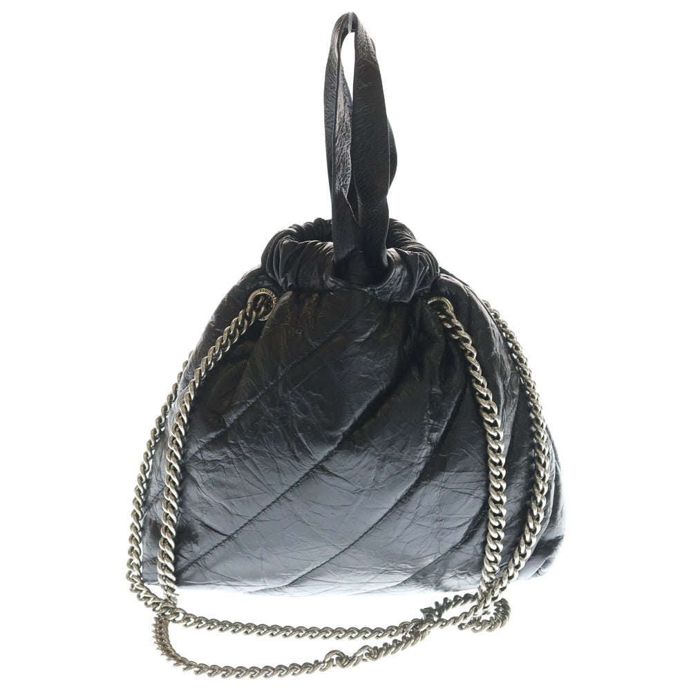 BALENCIAGA(バレンシアガ) BBロゴ クラッシュ キルティング チェーンショルダーバッグ ブラック カーフレザー 781796 シルバー金具