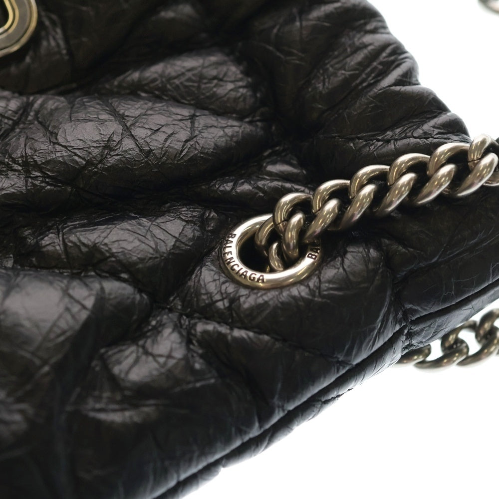 BALENCIAGA(バレンシアガ) BBロゴ クラッシュ キルティング チェーンショルダーバッグ ブラック カーフレザー 781796 シルバー金具