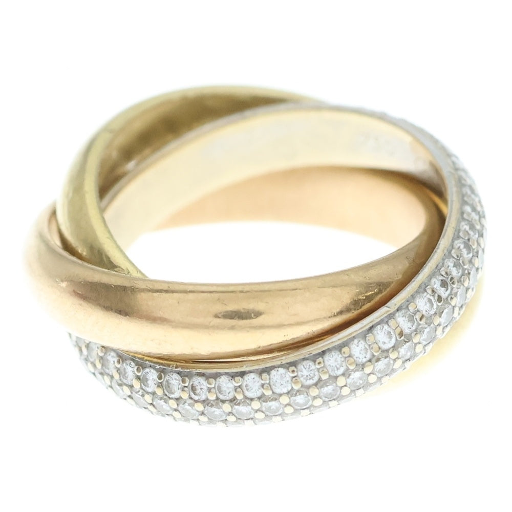 Cartier(カルティエ) トリニティ パヴェダイヤ リング イエローゴールド×ピンクゴールド×ホワイトゴールド 750YG/PG/WG #51 ジュエリー レディース