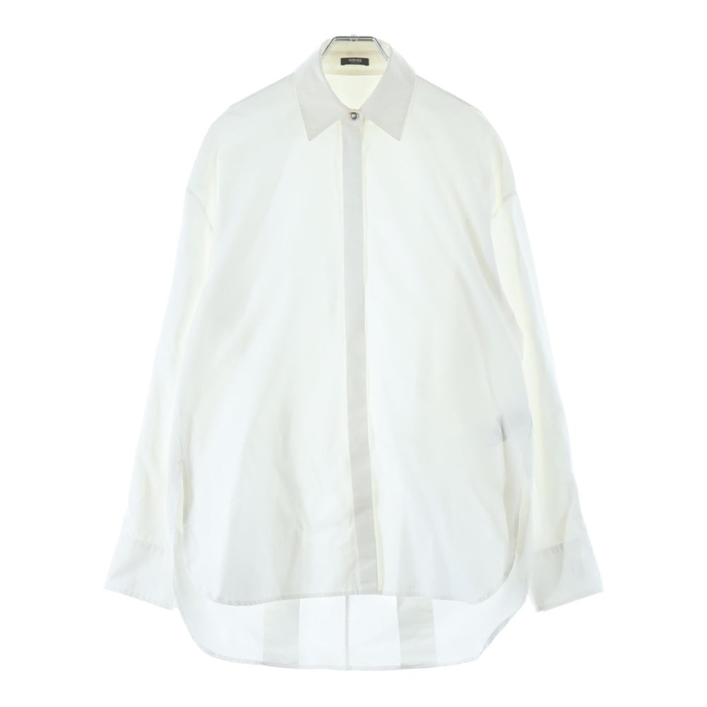 VERSACE(ヴェルサーチ) メデューサボタン 比翼 長袖シャツ ホワイト レディース