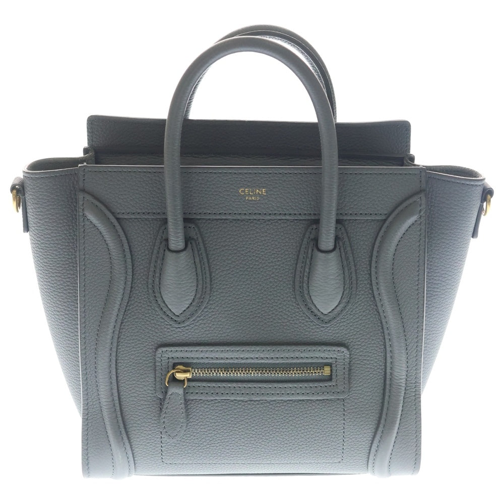 CELINE(セリーヌ) ラゲージ ナノ 2WAYバッグ ハンドバッグ ショルダーバッグ グレー レザー ゴールド金具 レディース
