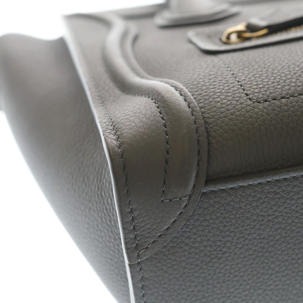 CELINE(セリーヌ) ラゲージ ナノ 2WAYバッグ ハンドバッグ ショルダーバッグ グレー レザー ゴールド金具 レディース