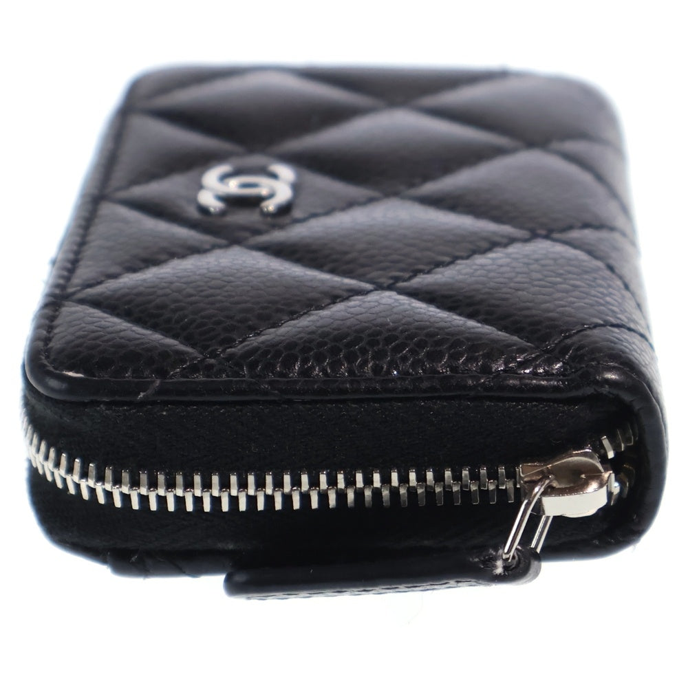CHANEL(シャネル) マトラッセ コインケース ミニ財布 ブラック キャビアスキン シルバー金具 レディース