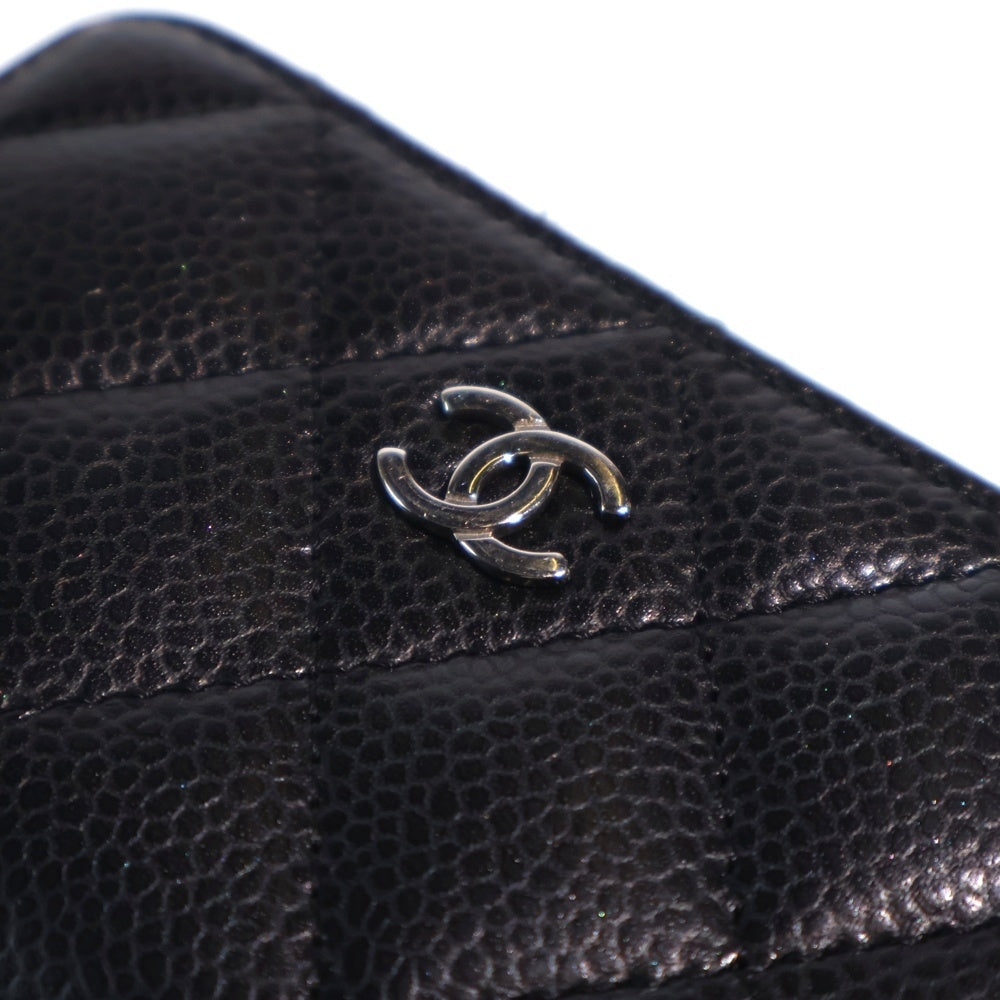 CHANEL(シャネル) マトラッセ コインケース ミニ財布 ブラック キャビアスキン シルバー金具 レディース