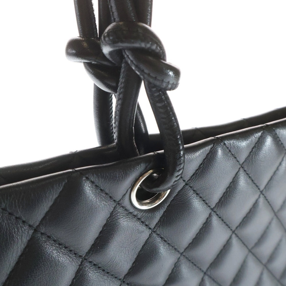 CHANEL(シャネル) カンボンライン ココマーク ラムスキン パテント レザー トートバッグ シルバー金具 ブラック 14番台 A25169 レディース