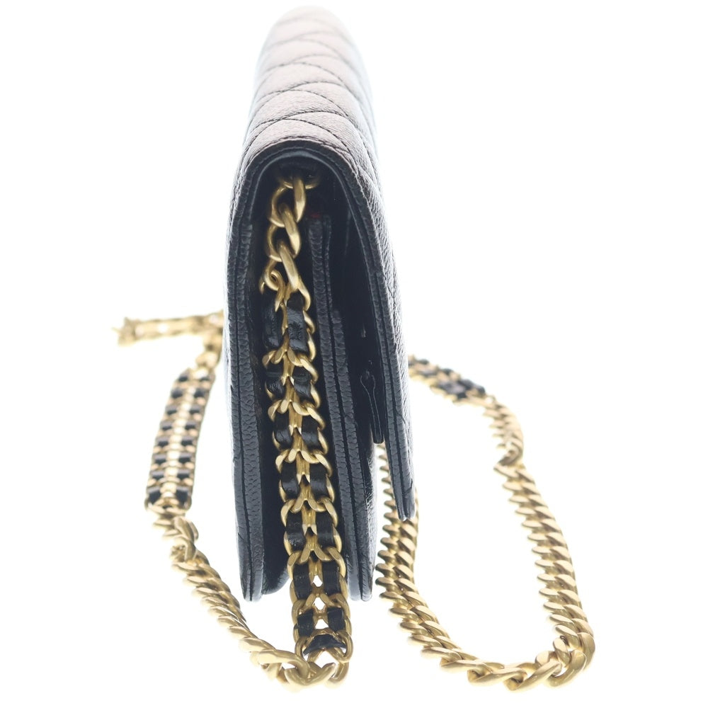 CHANEL(シャネル) マトラッセ チェーンウォレット キャビアスキン レザー ショルダーバッグ ゴールド金具 ブラック プレート レディース