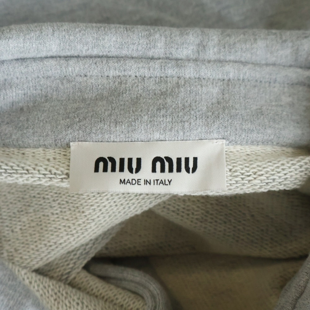 miumiu(ミュウミュウ) ■ポプリン レイヤード クロップドスウェット グレー コットン MJL055 レディース