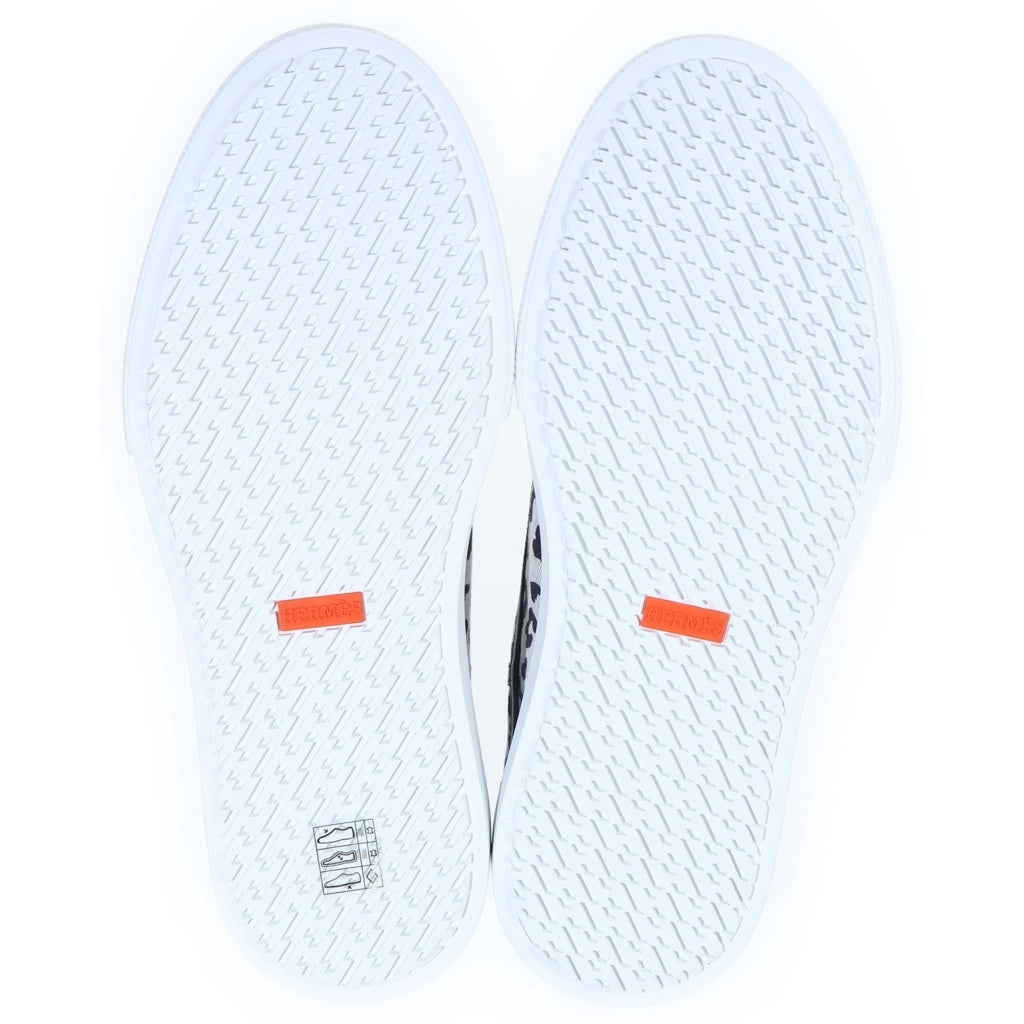 HERMES(エルメス) ゲット レオパード柄 キャンバス レザー ローカットシューズ スニーカー ブラック/ホワイト レディース