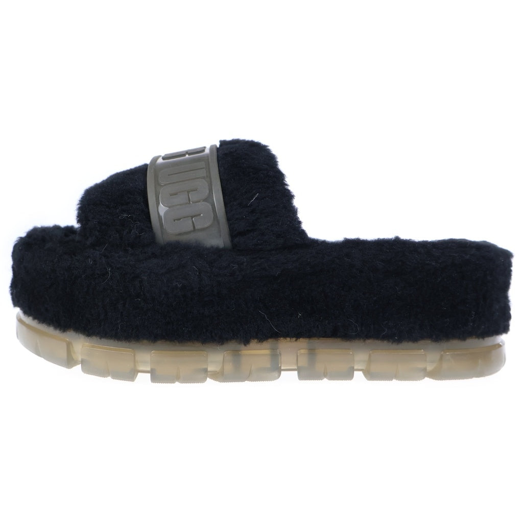 UGG(アグ) FLUFFITA フラッフィータ クリア ラバーロゴ ボア 厚底サンダル シューズ ブラック レディース