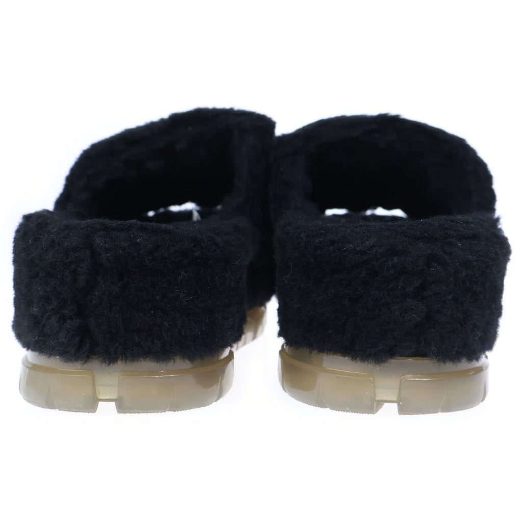 UGG(アグ) FLUFFITA フラッフィータ クリア ラバーロゴ ボア 厚底サンダル シューズ ブラック レディース
