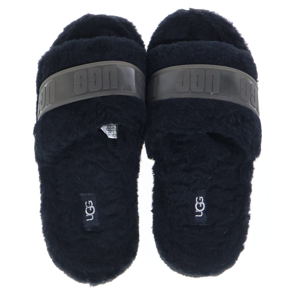 UGG(アグ) FLUFFITA フラッフィータ クリア ラバーロゴ ボア 厚底サンダル シューズ ブラック レディース