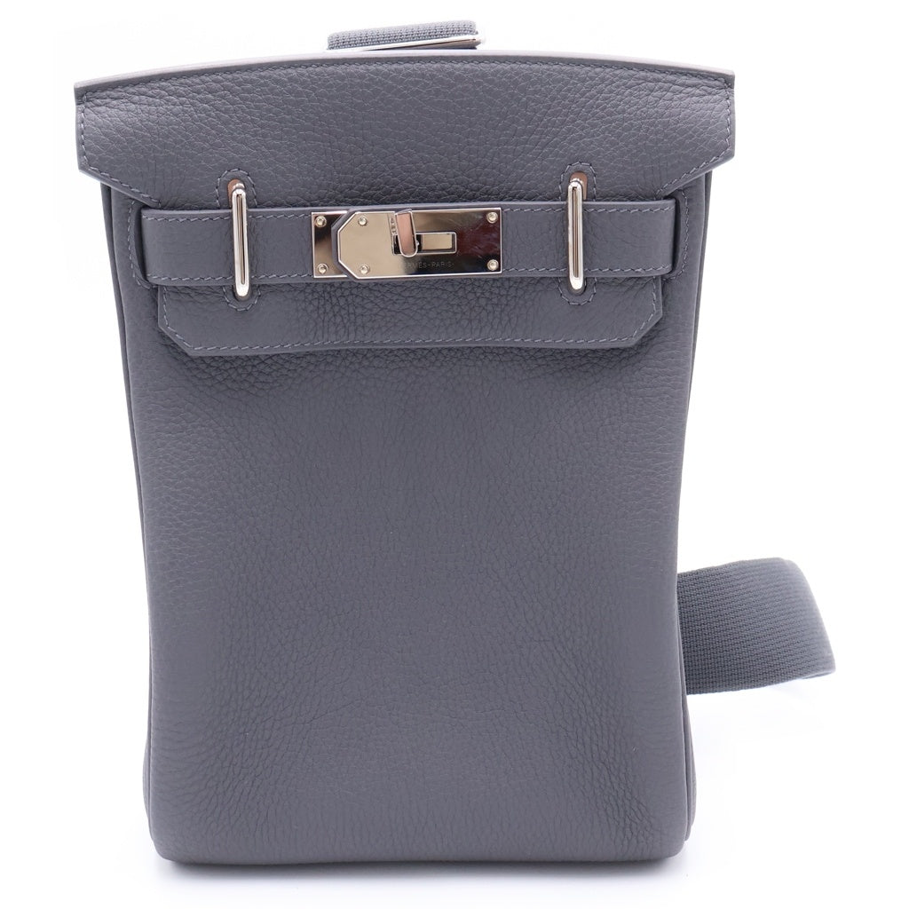 HERMES(エルメス) アッカドPM ショルダーバッグ グレー トゴ レザー W刻印 シルバー金具 レディース