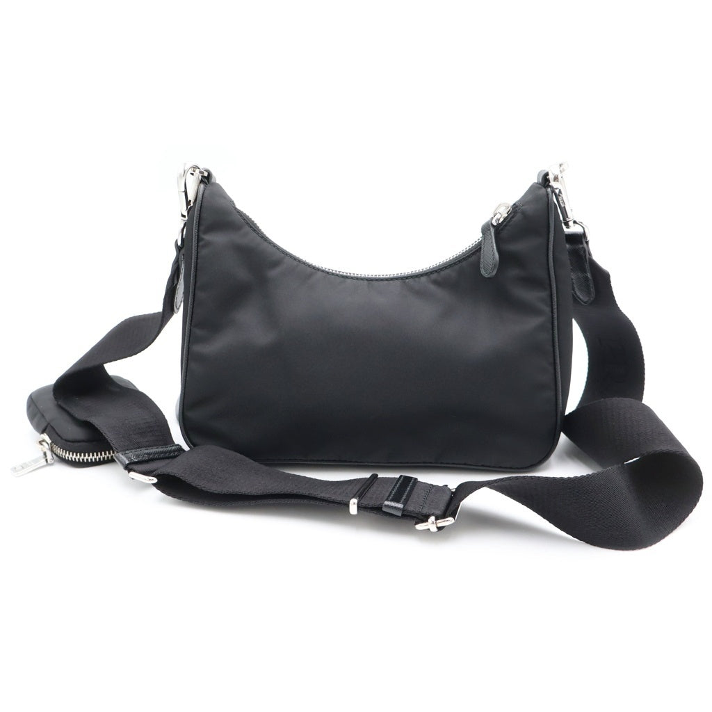 PRADA(プラダ) Re-Edition 2005 Re-Nylon リエディション リナイロン ショルダーバッグ ブラック 1BH204 シルバー金具 レディース