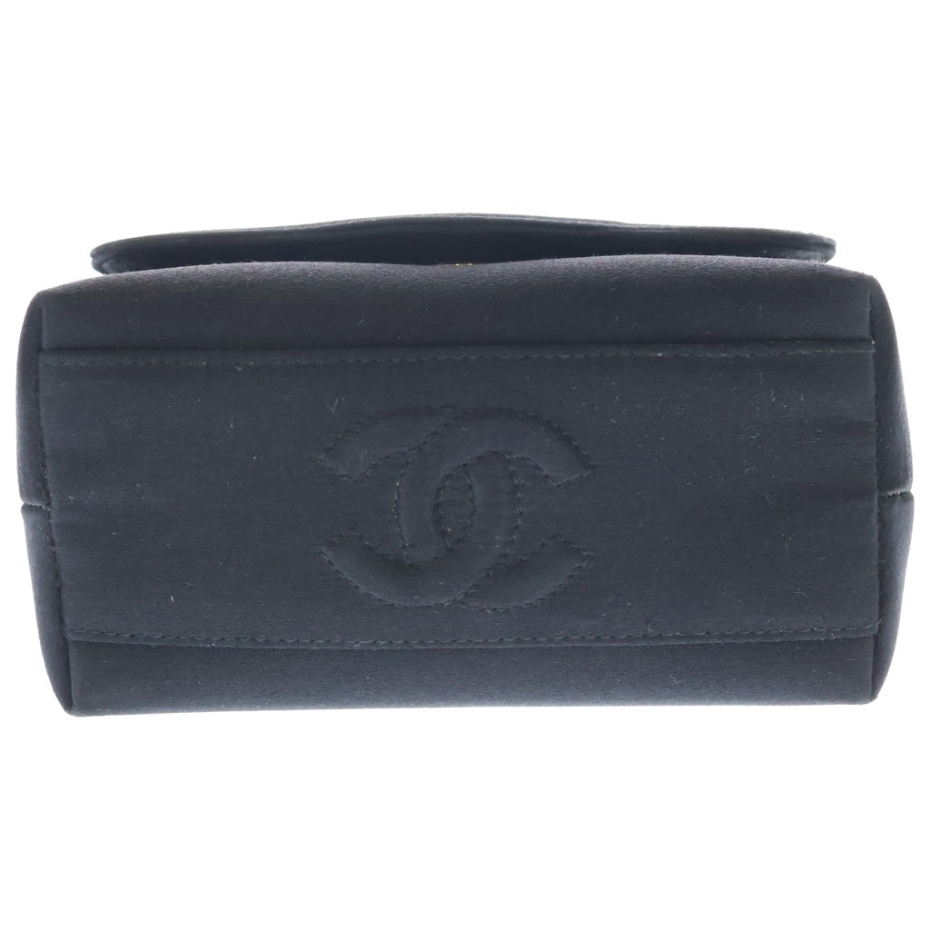 CHANEL(シャネル) カメリア ミニフラップ 2WAY チェーンショルダー ハンドバッグ ブラック サテン ゴールド金具 レディース