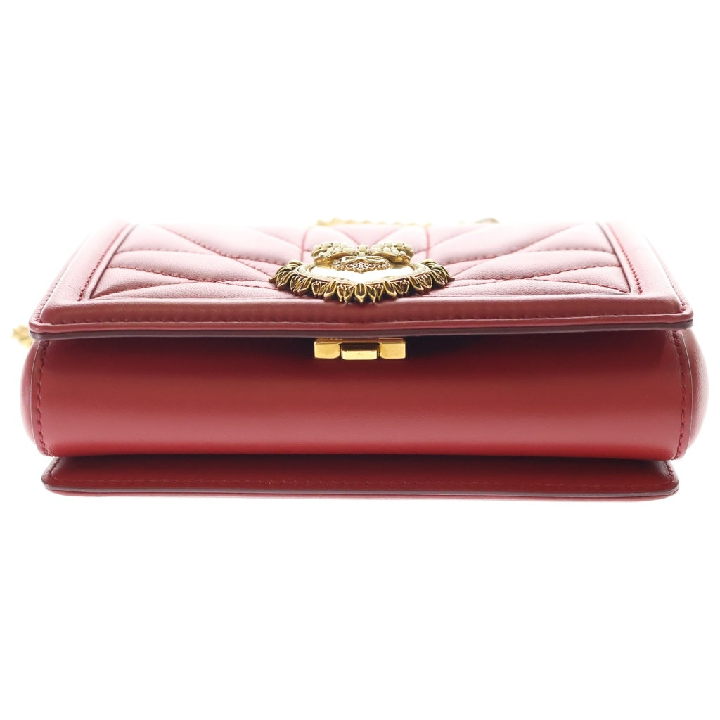DOLCE & GABBANA(ドルチェアンドガッバーナ) ディヴォーション スモール レザー チェーン ショルダーバッグ レッド レディース