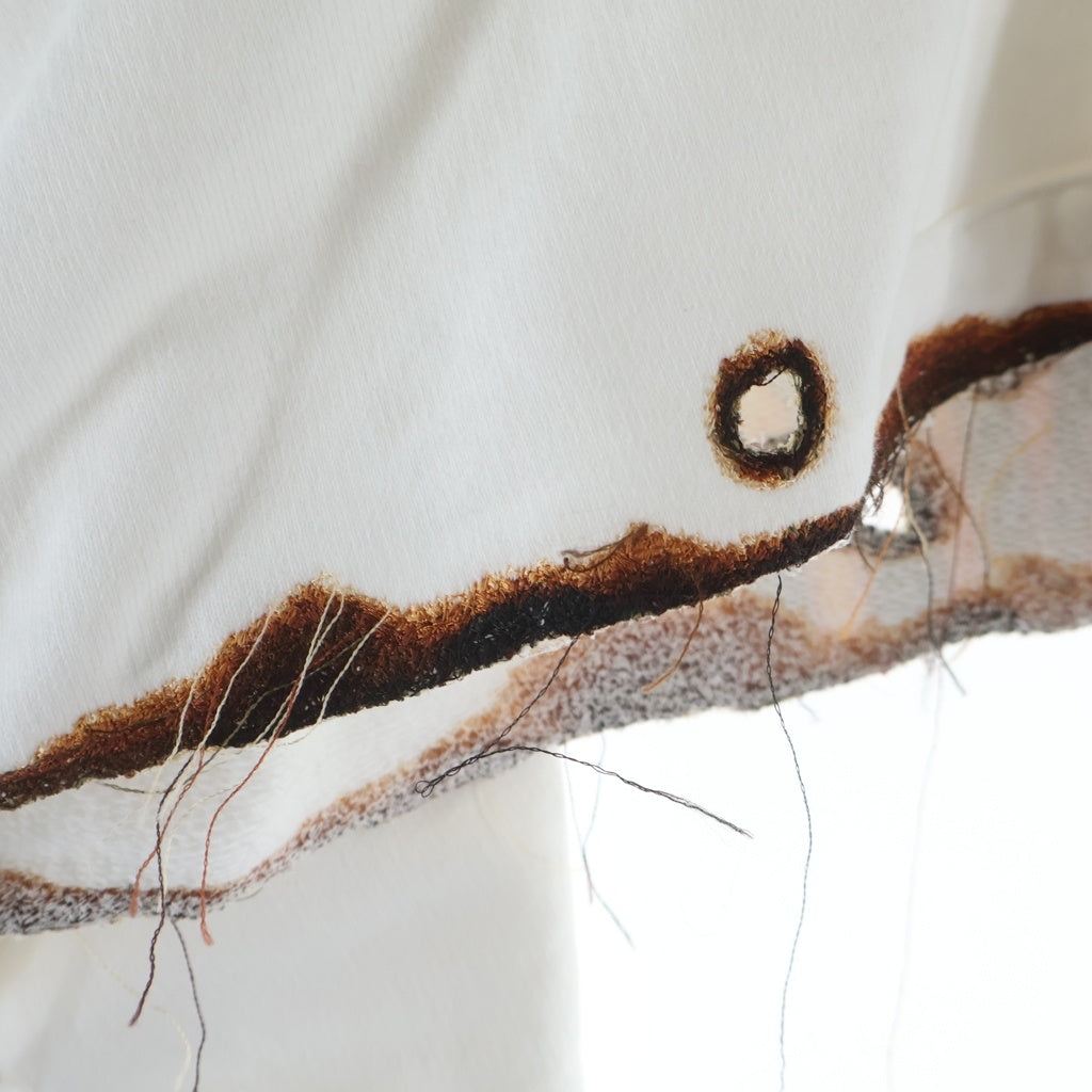 doublet(ダブレット) 22AW BURNING EMBROIDERY ZIP UP HOODIE バーニングエンブロイダリー バックプリント 刺繍 クロップド ジップアップ スウェットパーカー ホワイト 22AW27CS229 レディース