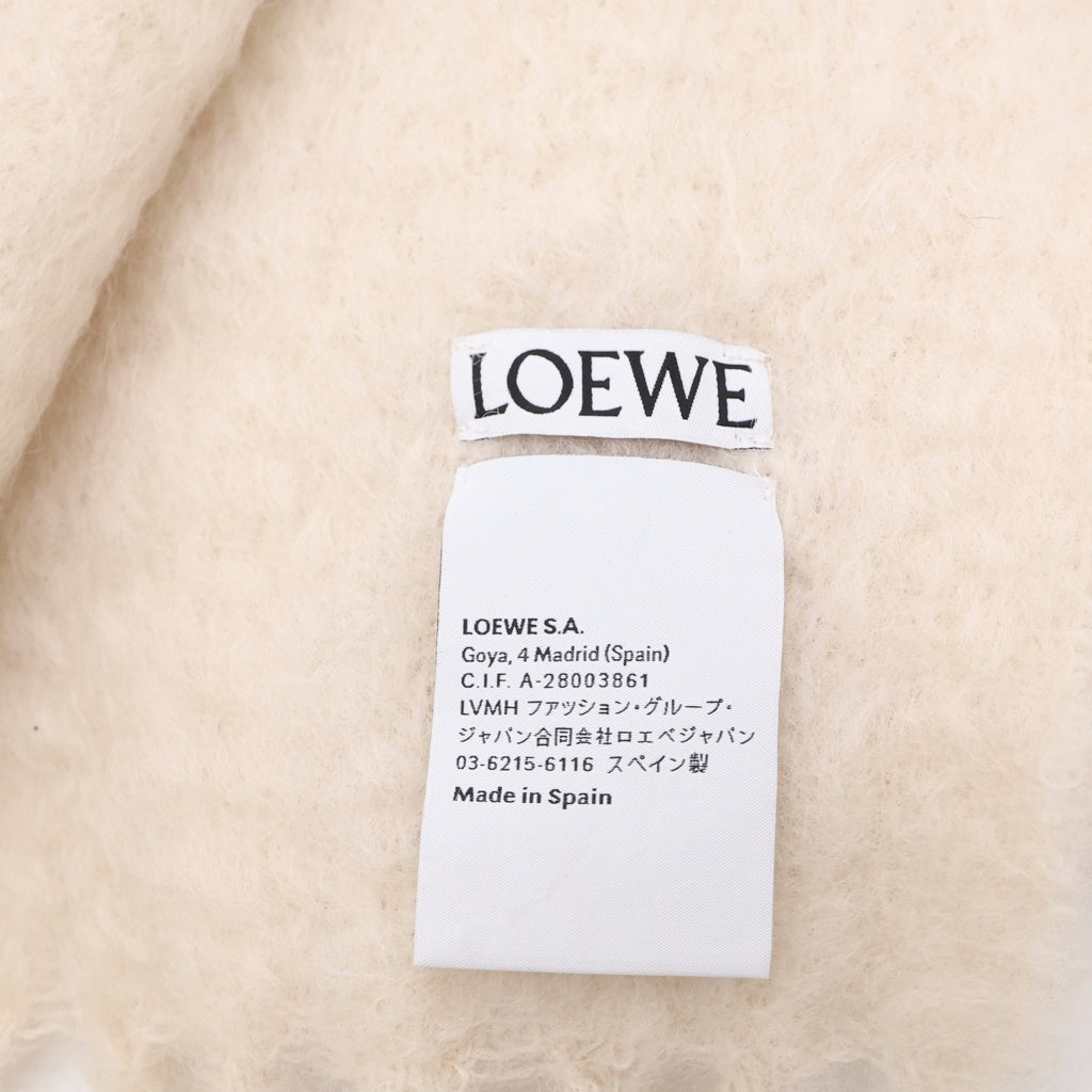LOEWE(ロエベ) マフラー アナグラムパッチ ホワイト モヘヤ×ウール