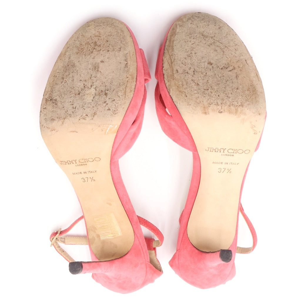 JIMMY CHOO(ジミーチュウ) Marion スエードレザー ヒール サンダル シューズ ピンク レディース