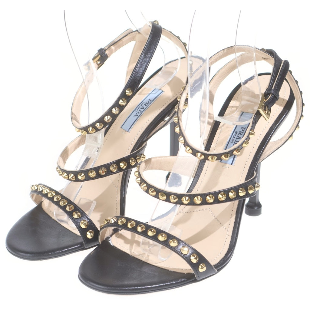 PRADA(プラダ) ブラックスタッズ サンダル #37 1/2 レディース
