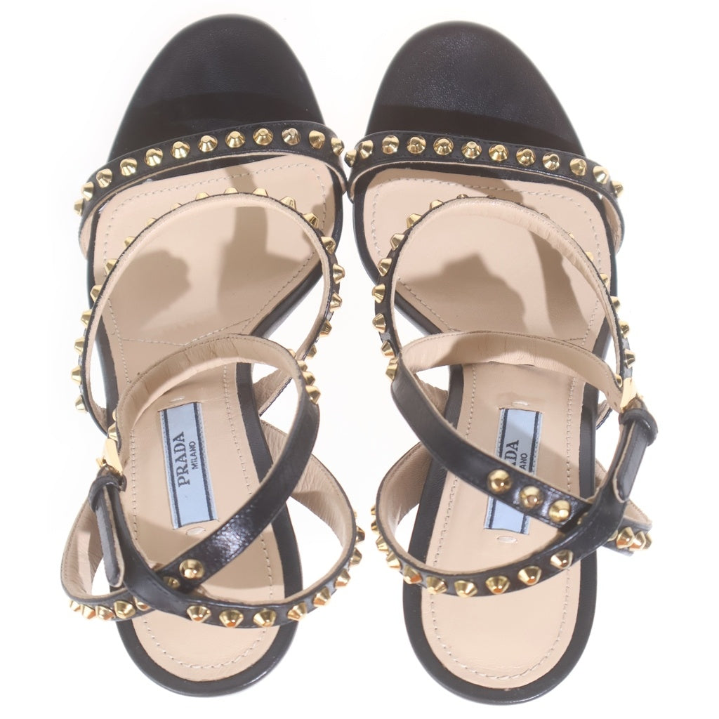 PRADA(プラダ) ブラックスタッズ サンダル #37 1/2 レディース