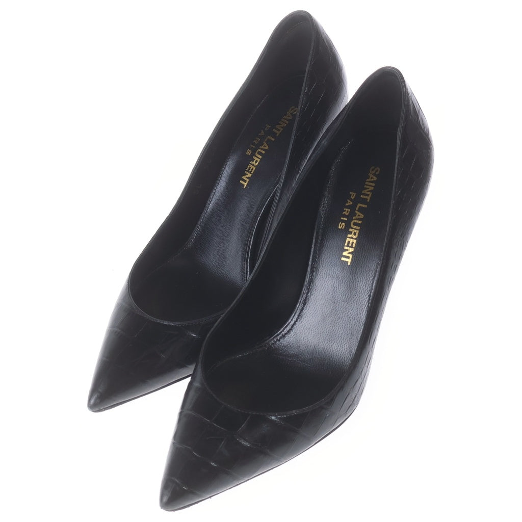 SAINT LAURENT PARIS(サンローランパリ) オピウム ヒールパンプス ブラック 型押しクロコ #34 1/2 レディース