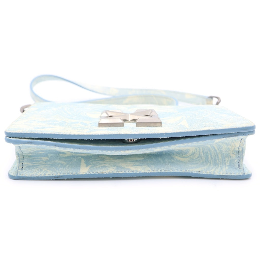 OFF-WHITE(オフホワイト) Jitney 0.5 ショルダーバッグ チェーンバッグ ライトブルー スエード シルバー金具 レディース