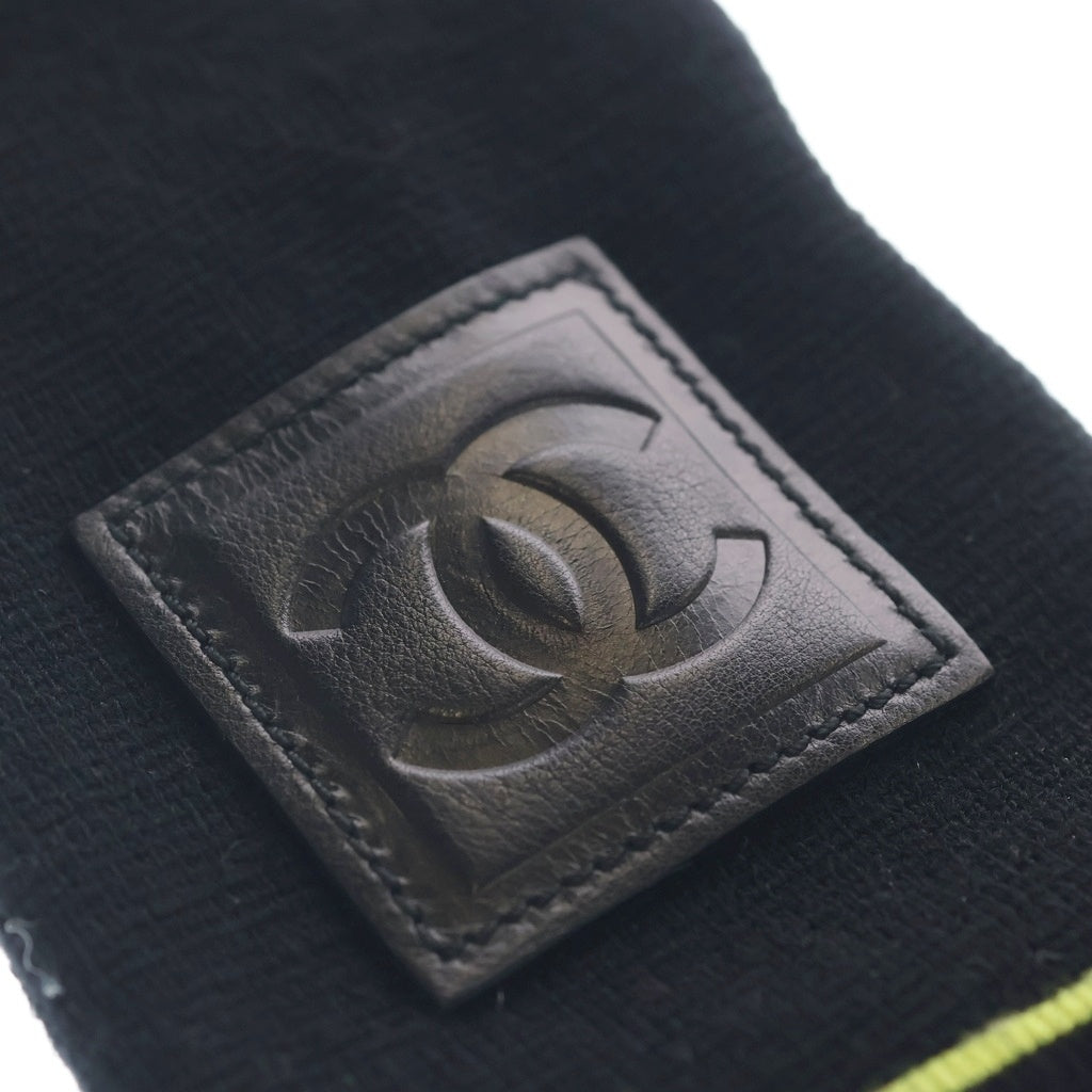 CHANEL(シャネル) スポーツライン ココマーク レザーパッチ ニット グローブ 手袋 ブラック レディース