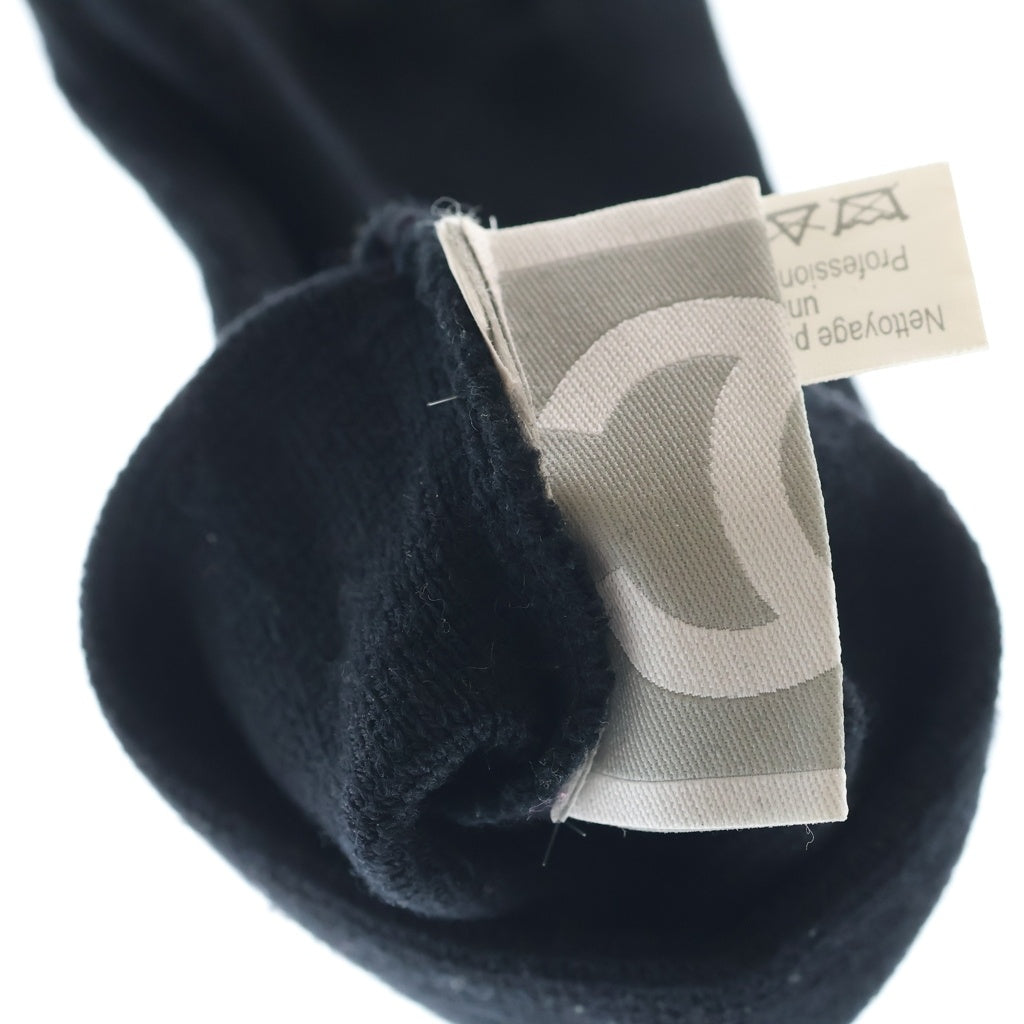 CHANEL(シャネル) スポーツライン ココマーク レザーパッチ ニット グローブ 手袋 ブラック レディース