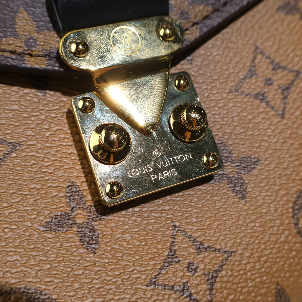 LOUIS VUITTON(ルイヴィトン) モノグラムリバース ポシェットメティス ハンドバッグ リュックサック バックパック ブラウン レザー×PVC M11941 ゴールド金具 レディース
