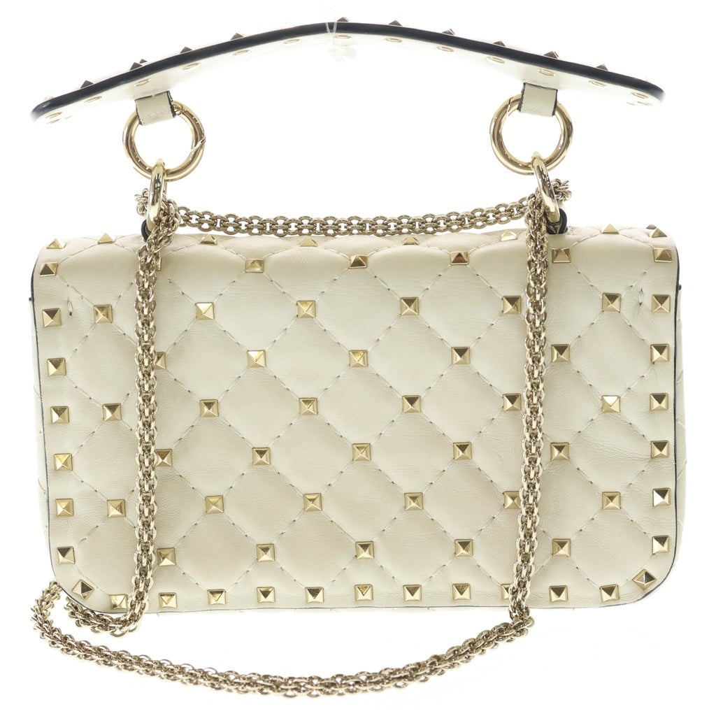 VALENTINO(ヴァレンティノ) ショルダーバッグ スタッズ ミニバッグ アイボリー レザー ゴールド金具 レディース