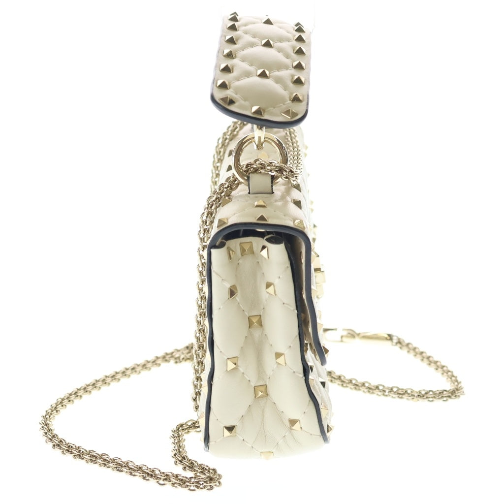 VALENTINO(ヴァレンティノ) ショルダーバッグ スタッズ ミニバッグ アイボリー レザー ゴールド金具 レディース