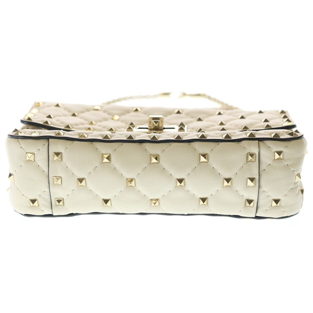 VALENTINO(ヴァレンティノ) ショルダーバッグ スタッズ ミニバッグ アイボリー レザー ゴールド金具 レディース