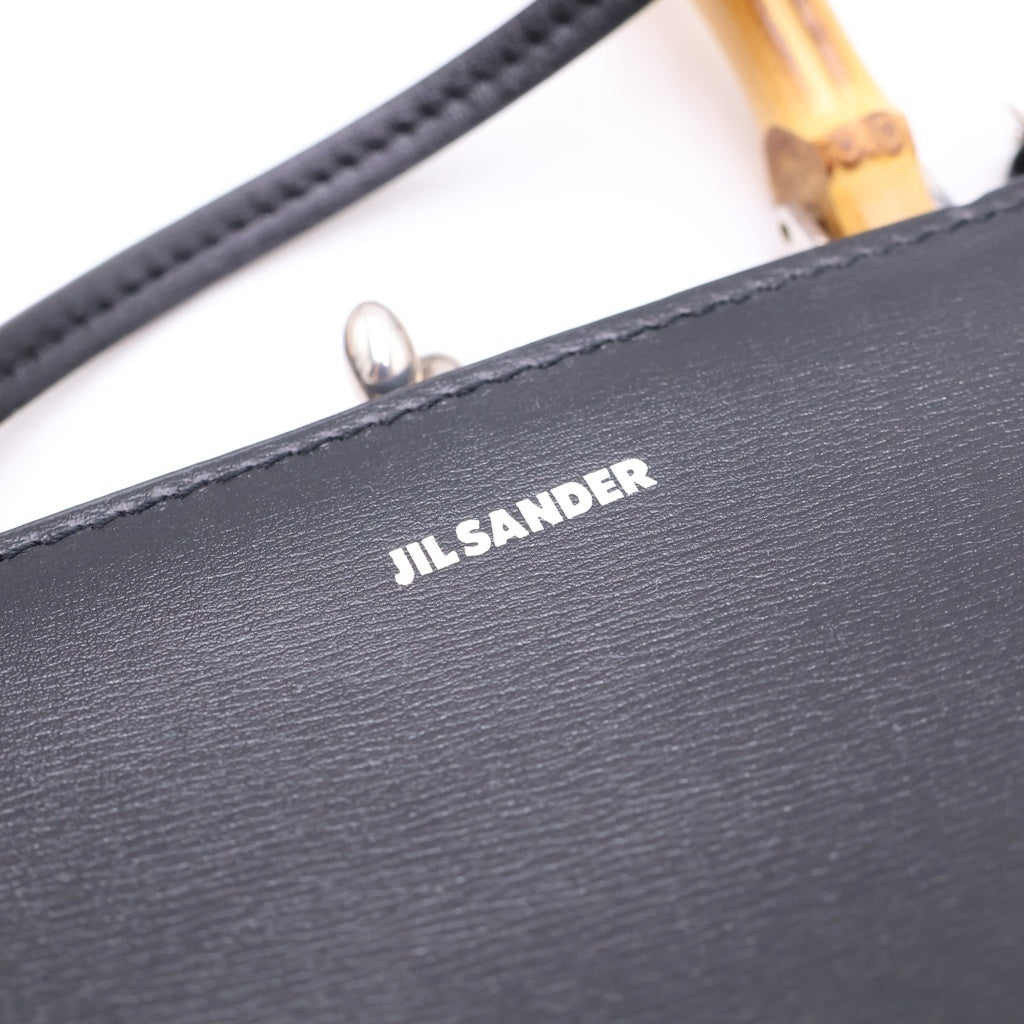 JIL SANDER(ジルサンダー) GOJI ミニバンブー レザー がま口 2WAY ハンドバッグ ショルダーバッグ ブラック レディース