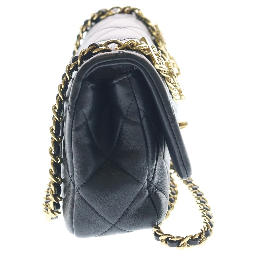 CHANEL(シャネル) チェーンショルダーバッグ マトラッセ ココマーク ミニバッグ ブラック ラムスキン AS4595 ゴールド金具 レディース