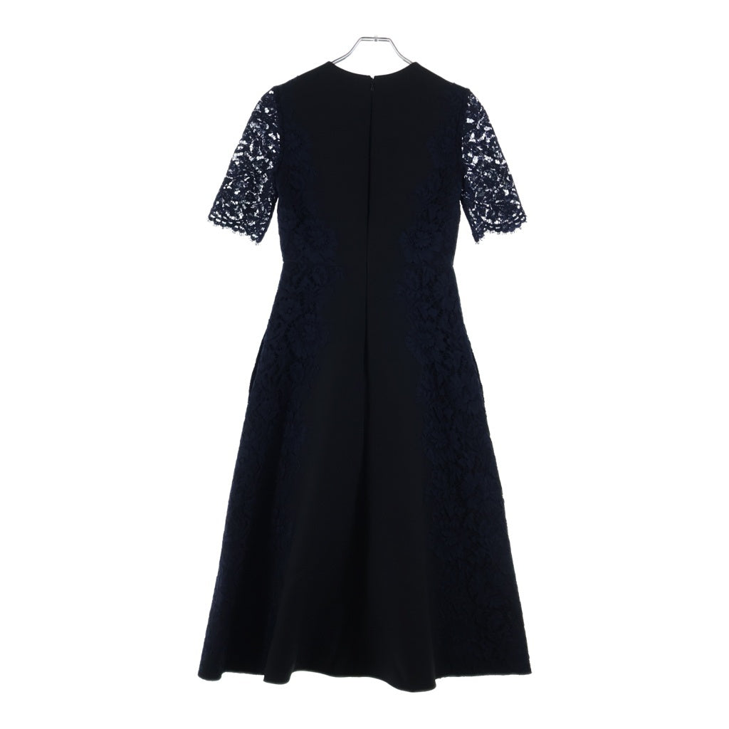 VALENTINO(ヴァレンティノ) クレープクチュール&ヘビーレースドレス ネイビー #36 レディース