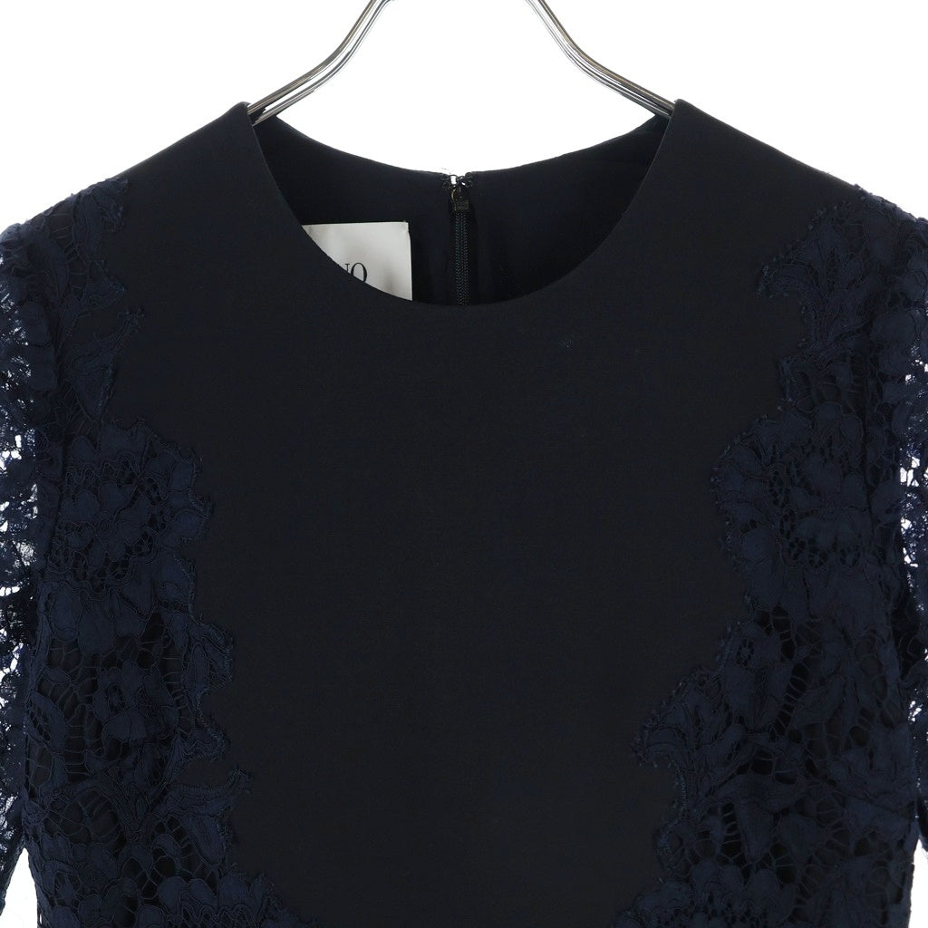 VALENTINO(ヴァレンティノ) クレープクチュール&ヘビーレースドレス ネイビー #36 レディース